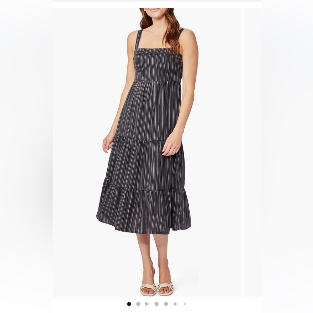 PAIGE Santibel Stripe Tiered Midi Dress